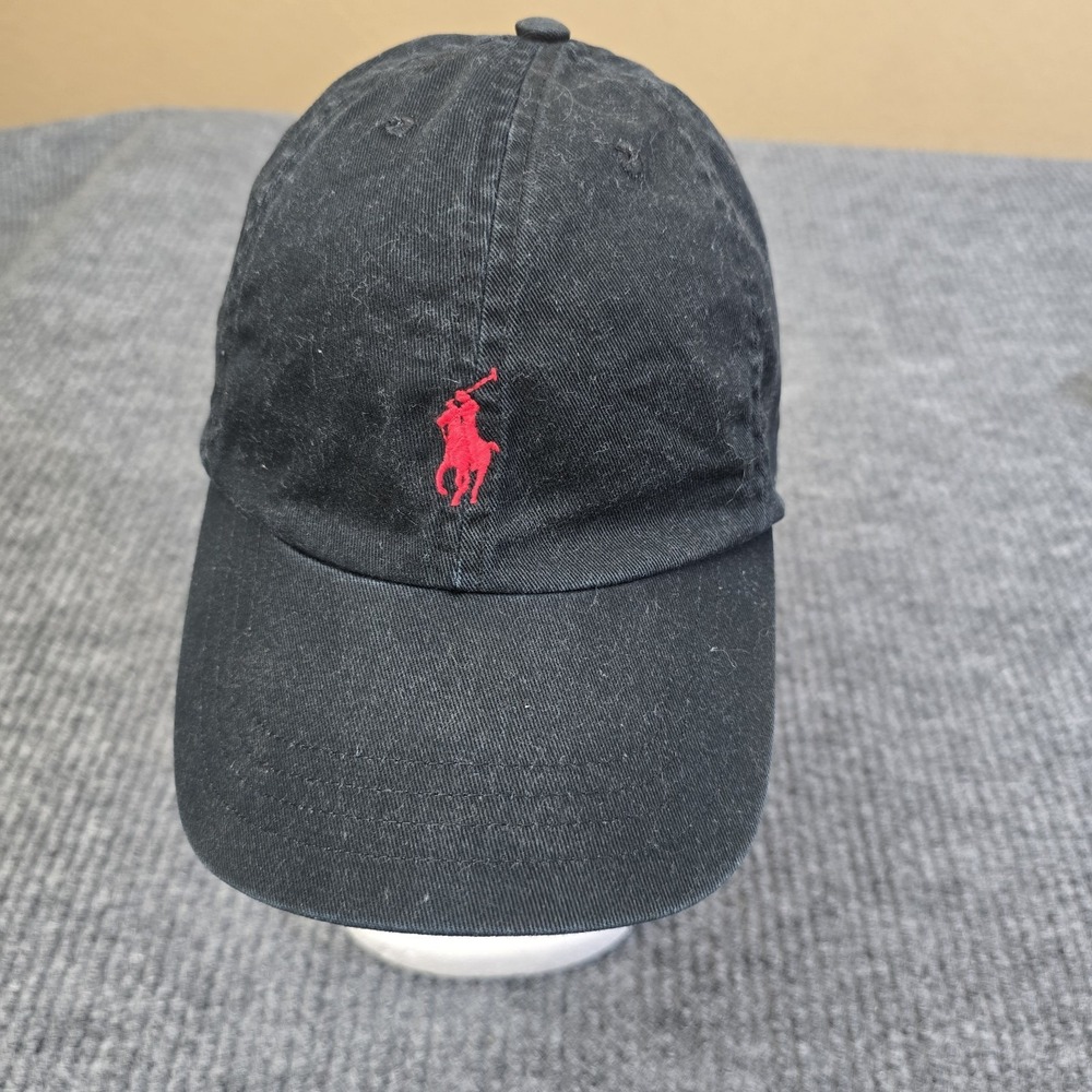 POLO Ralph Lauren Hat Cap Black Strap Back Strapback Cotton Youth One Size 8-20